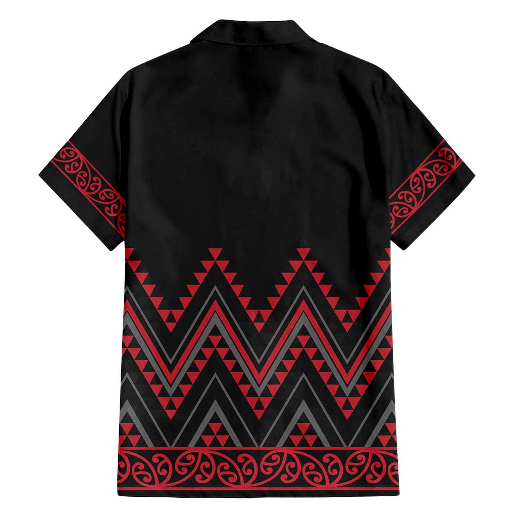 Red Aotearoa Mangopare Kowhaiwhai and Niho Taniwha Family Matching Long Sleeve Bodycon Dress and Hawaiian Shirt Maori New Zealand