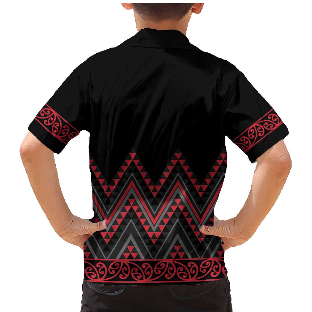 Red Aotearoa Mangopare Kowhaiwhai and Niho Taniwha Family Matching Mermaid Dress and Hawaiian Shirt Maori New Zealand