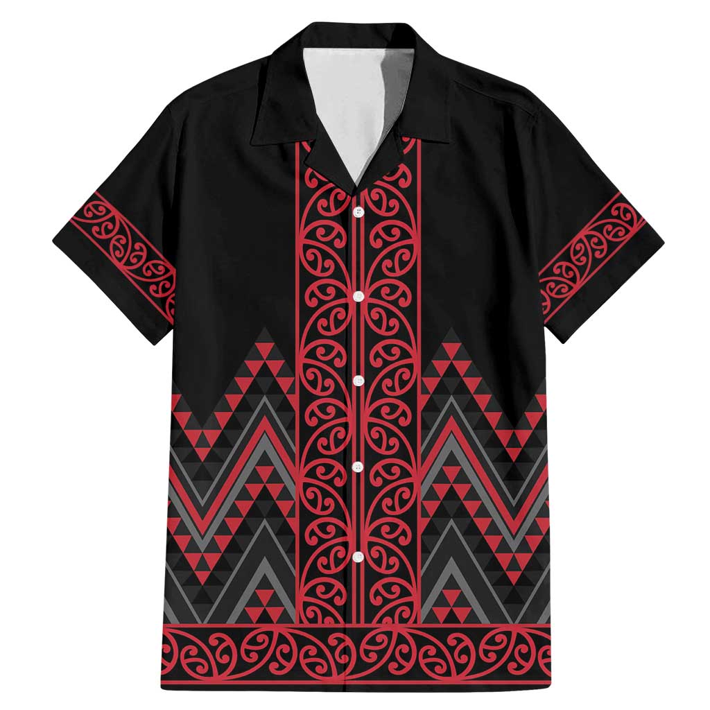 Red Aotearoa Mangopare Kowhaiwhai and Niho Taniwha Family Matching Mermaid Dress and Hawaiian Shirt Maori New Zealand