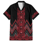 Red Aotearoa Mangopare Kowhaiwhai and Niho Taniwha Family Matching Short Sleeve Bodycon Dress and Hawaiian Shirt Maori New Zealand