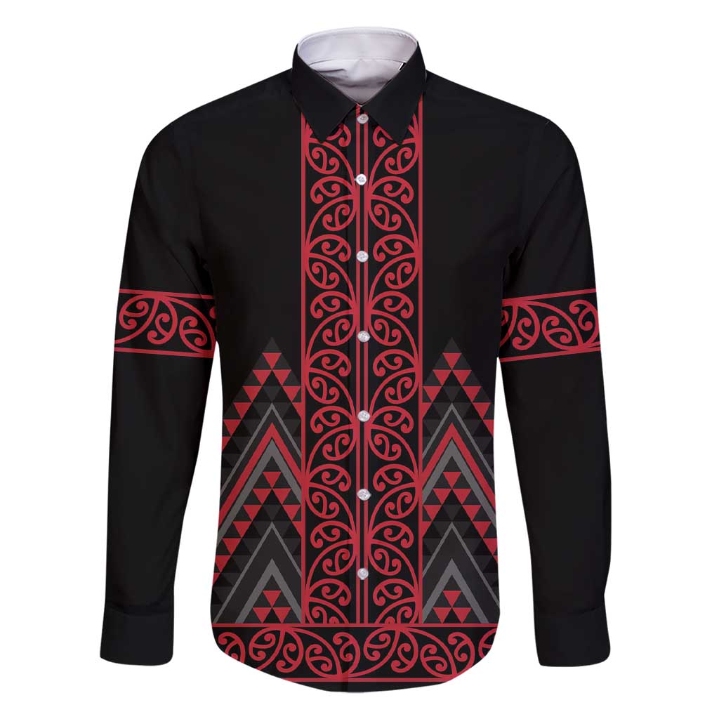 Red Aotearoa Mangopare Kowhaiwhai and Niho Taniwha Family Matching Short Sleeve Bodycon Dress and Hawaiian Shirt Maori New Zealand