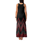 Red Aotearoa Mangopare Kowhaiwhai and Niho Taniwha Family Matching Tank Maxi Dress and Hawaiian Shirt Maori New Zealand