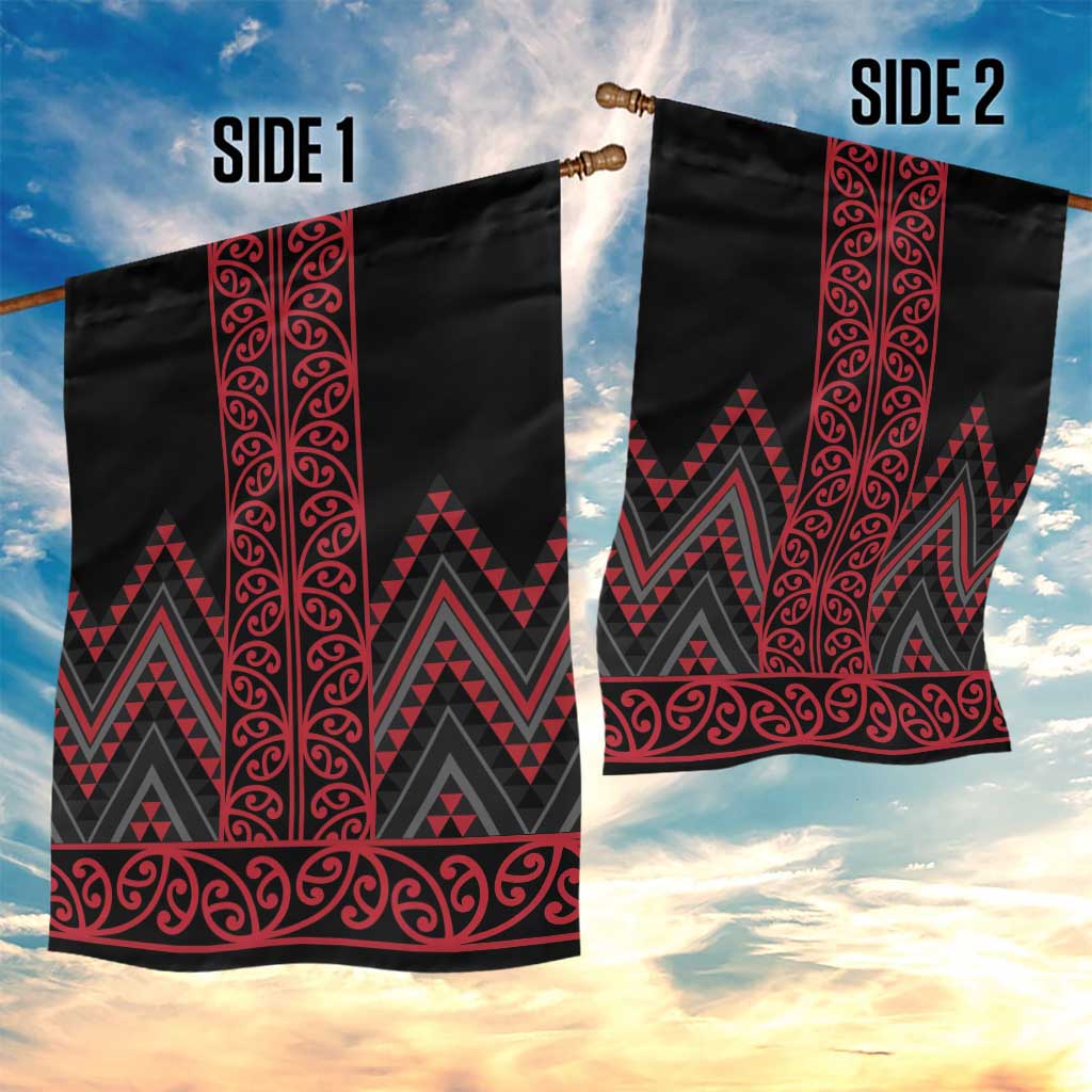 Red Aotearoa Mangopare Kowhaiwhai and Niho Taniwha Garden Flag Maori New Zealand