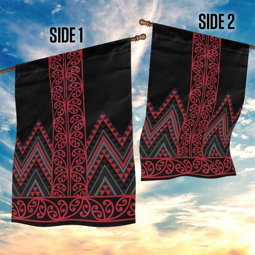Red Aotearoa Mangopare Kowhaiwhai and Niho Taniwha Garden Flag Maori New Zealand