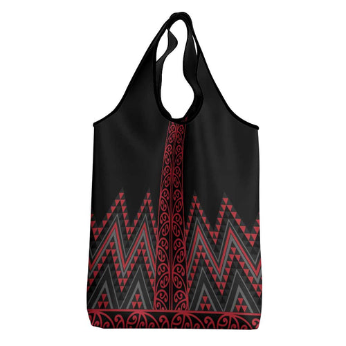 Red Aotearoa Mangopare Kowhaiwhai and Niho Taniwha Grocery Bag Maori New Zealand