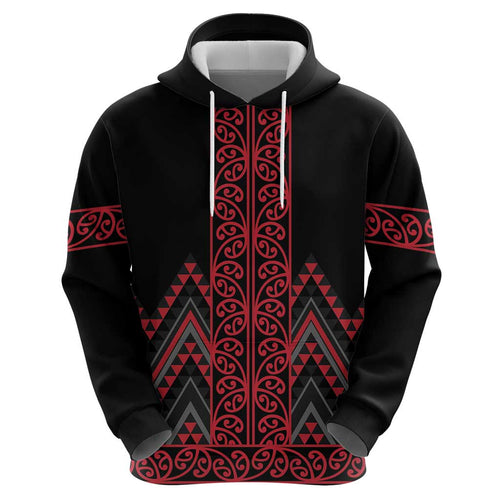 Red Aotearoa Mangopare Kowhaiwhai and Niho Taniwha Hoodie Maori New Zealand