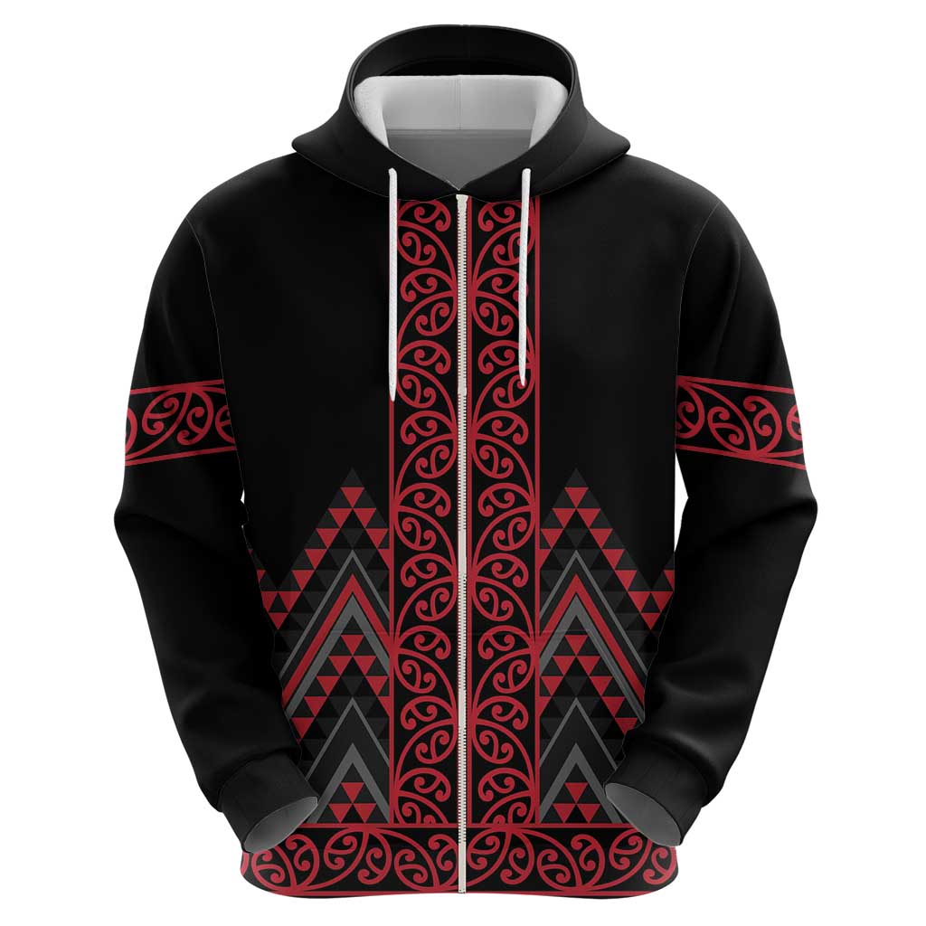 Red Aotearoa Mangopare Kowhaiwhai and Niho Taniwha Hoodie Maori New Zealand