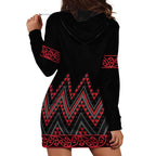 Red Aotearoa Mangopare Kowhaiwhai and Niho Taniwha Hoodie Dress Maori New Zealand