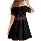 Red Aotearoa Mangopare Kowhaiwhai and Niho Taniwha Kid Short Sleeve Dress Maori New Zealand