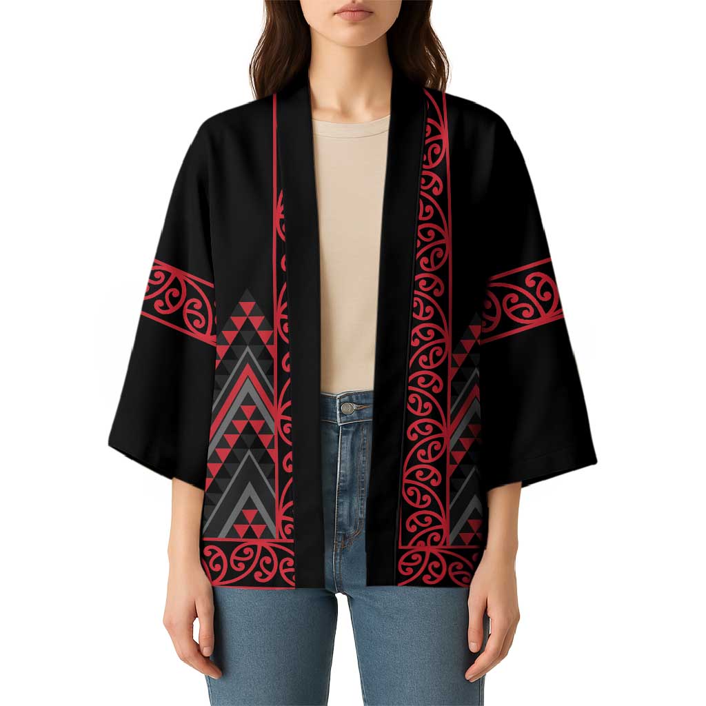 Red Aotearoa Mangopare Kowhaiwhai Niho Taniwha Kimono Maori New Zealand - Aussie Hoodie