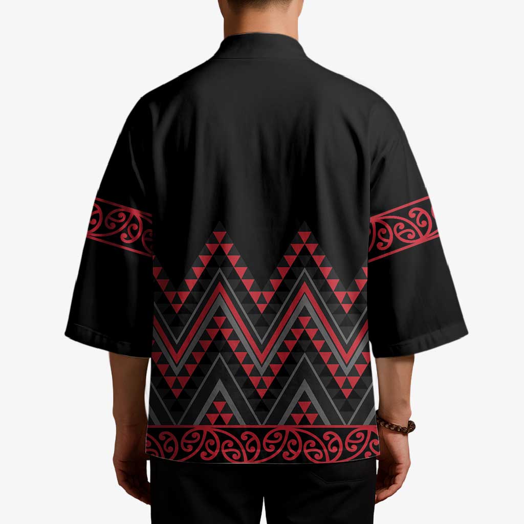 Red Aotearoa Mangopare Kowhaiwhai Niho Taniwha Kimono Maori New Zealand - Aussie Hoodie