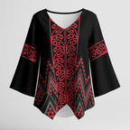 Red Aotearoa Mangopare Kowhaiwhai Niho Taniwha Kimono Sleeve Blouse Maori New Zealand - Aussie Hoodie