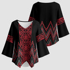 Red Aotearoa Mangopare Kowhaiwhai Niho Taniwha Kimono Sleeve Blouse Maori New Zealand - Aussie Hoodie
