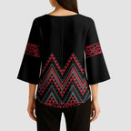 Red Aotearoa Mangopare Kowhaiwhai Niho Taniwha Kimono Sleeve Blouse Maori New Zealand - Aussie Hoodie