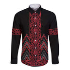 Red Aotearoa Mangopare Kowhaiwhai and Niho Taniwha Long Sleeve Button Shirt Maori New Zealand