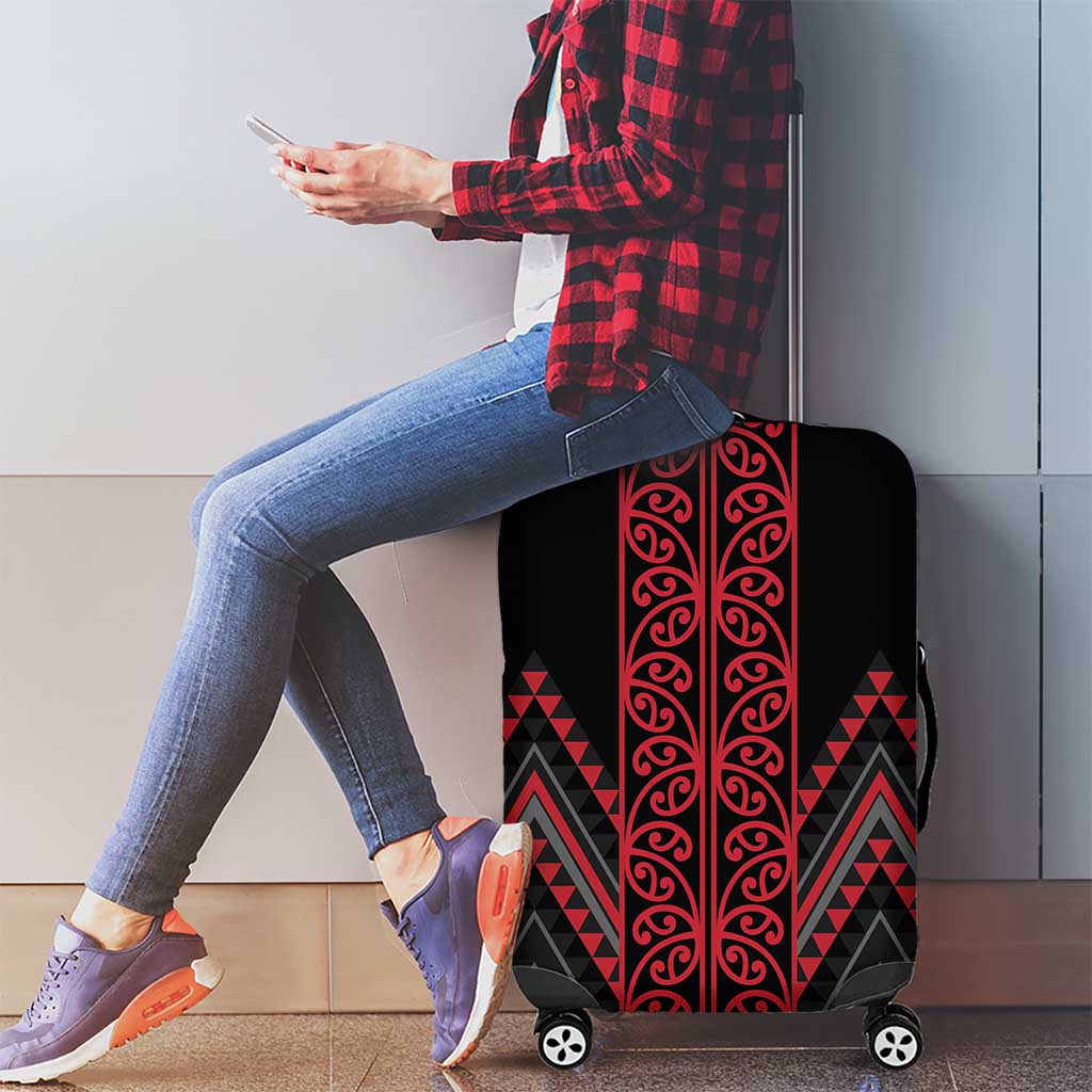 Red Aotearoa Mangopare Kowhaiwhai and Niho Taniwha Luggage Cover Maori New Zealand