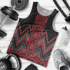 Red Aotearoa Mangopare Kowhaiwhai and Niho Taniwha Men Tank Top Maori New Zealand