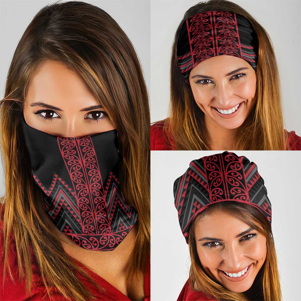 Red Aotearoa Mangopare Kowhaiwhai Niho Taniwha Neck Gaiter Maori New Zealand - Aussie Hoodie