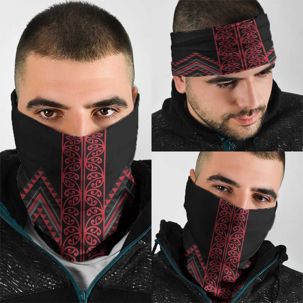 Red Aotearoa Mangopare Kowhaiwhai Niho Taniwha Neck Gaiter Maori New Zealand - Aussie Hoodie