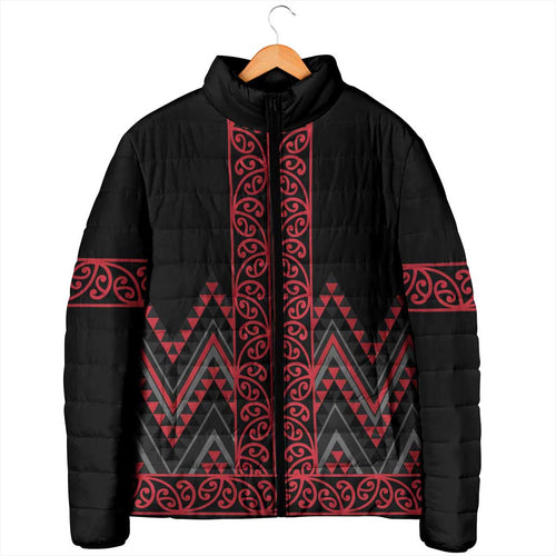 Red Aotearoa Mangopare Kowhaiwhai Niho Taniwha Padded Jacket Maori New Zealand - Aussie Hoodie