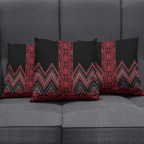 Red Aotearoa Mangopare Kowhaiwhai Niho Taniwha Pillow Cover Maori New Zealand - Aussie Hoodie