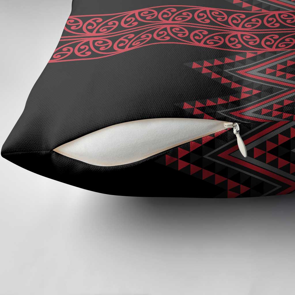 Red Aotearoa Mangopare Kowhaiwhai Niho Taniwha Pillow Cover Maori New Zealand - Aussie Hoodie