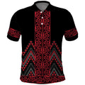 Red Aotearoa Mangopare Kowhaiwhai and Niho Taniwha Polo Shirt Maori New Zealand