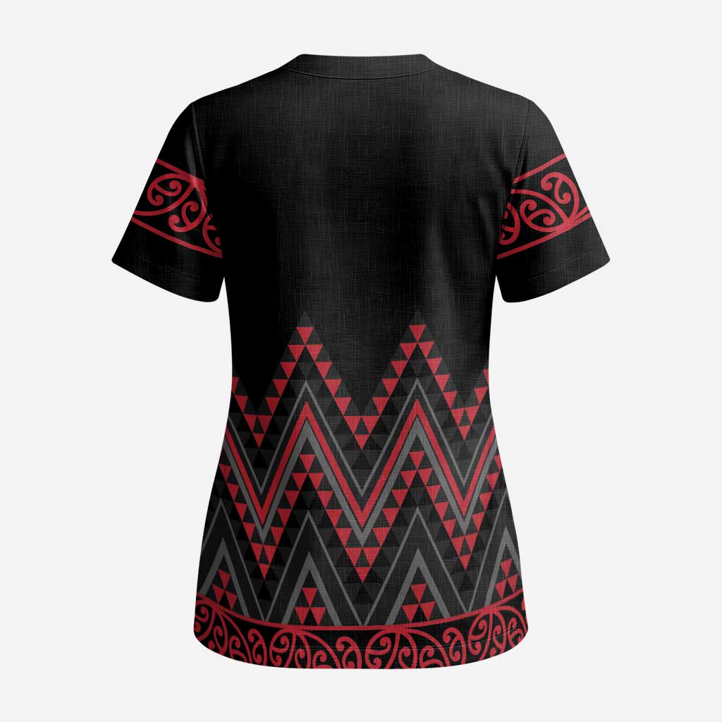 Red Aotearoa Mangopare Kowhaiwhai and Niho Taniwha Scrub Top Maori New Zealand - Aussie Hoodie