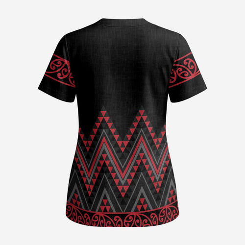Red Aotearoa Mangopare Kowhaiwhai and Niho Taniwha Scrub Top Maori New Zealand - Aussie Hoodie