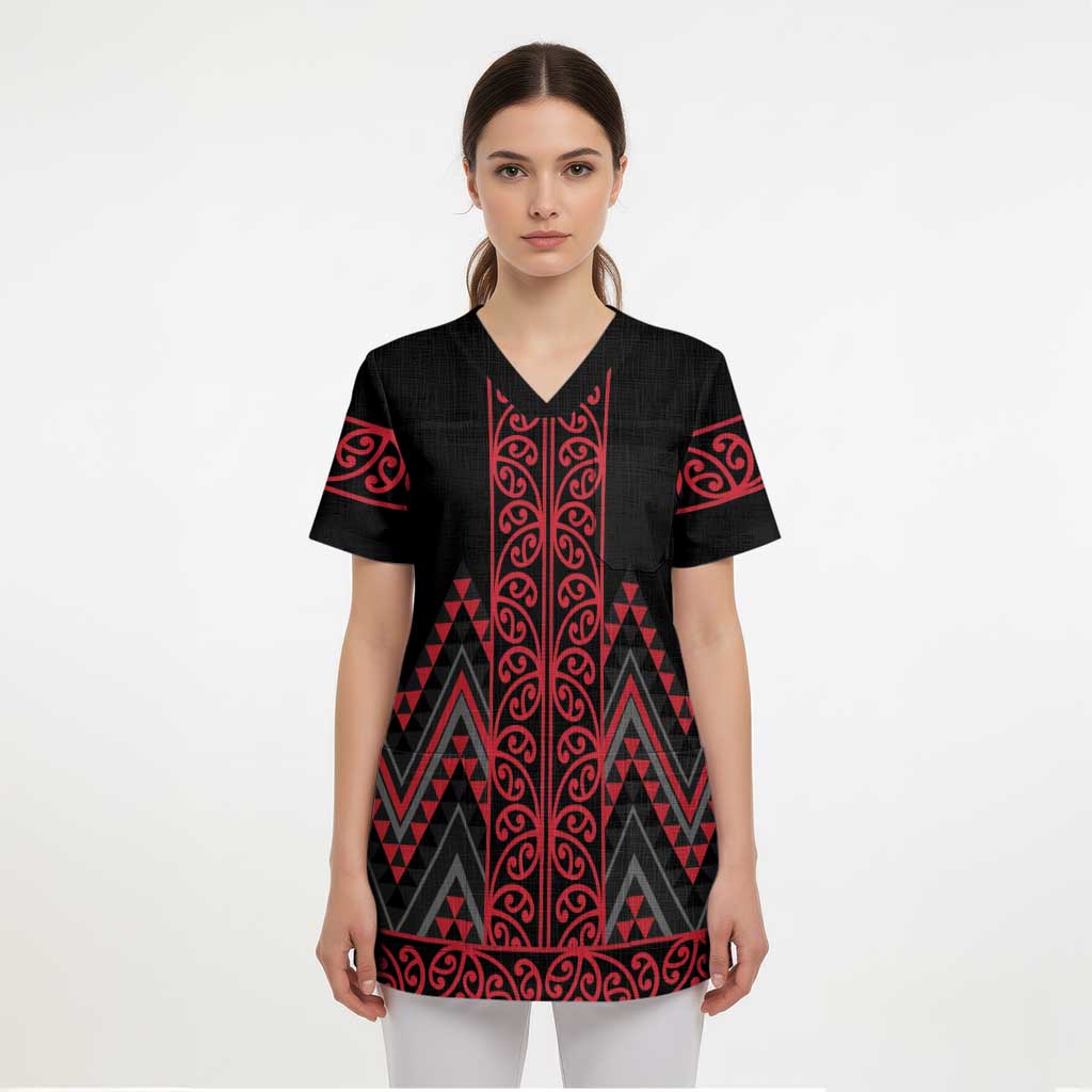 Red Aotearoa Mangopare Kowhaiwhai and Niho Taniwha Scrub Top Maori New Zealand - Aussie Hoodie