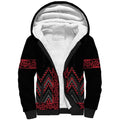 Red Aotearoa Mangopare Kowhaiwhai and Niho Taniwha Sherpa Hoodie Maori New Zealand