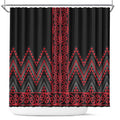Red Aotearoa Mangopare Kowhaiwhai and Niho Taniwha Shower Curtain Maori New Zealand