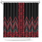 Red Aotearoa Mangopare Kowhaiwhai and Niho Taniwha Shower Curtain Maori New Zealand