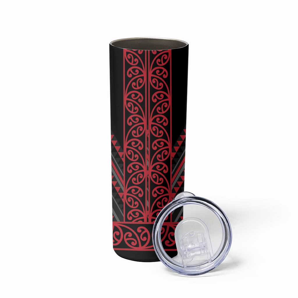 Red Aotearoa Mangopare Kowhaiwhai and Niho Taniwha Skinny Tumbler Maori New Zealand