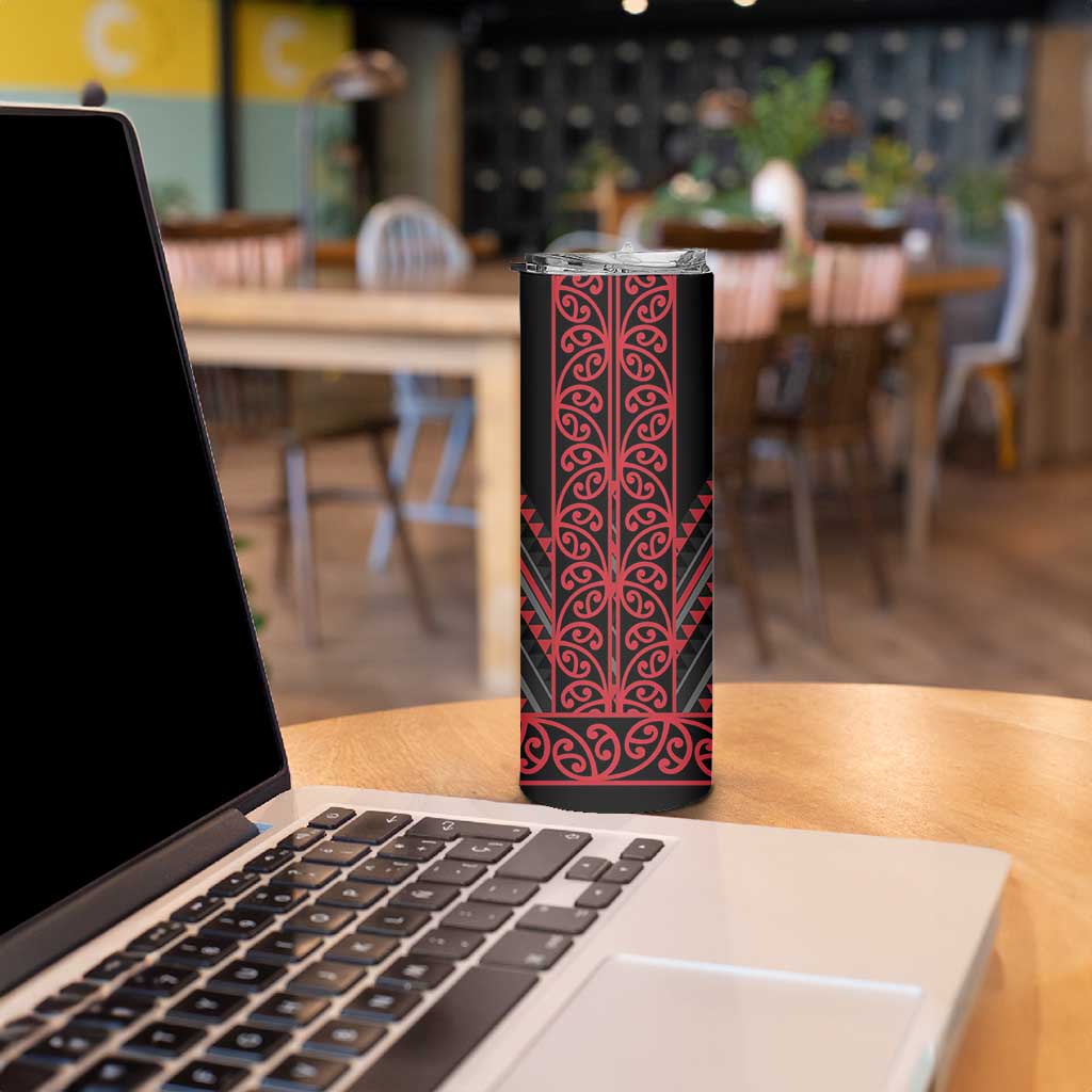 Red Aotearoa Mangopare Kowhaiwhai and Niho Taniwha Skinny Tumbler Maori New Zealand