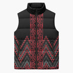 Red Aotearoa Mangopare Kowhaiwhai Niho Taniwha Sleeveless Puffer Jacket Maori New Zealand - Aussie Hoodie