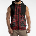 Red Aotearoa Mangopare Kowhaiwhai Niho Taniwha Sleeveless Zip Hoodie Maori New Zealand LT14