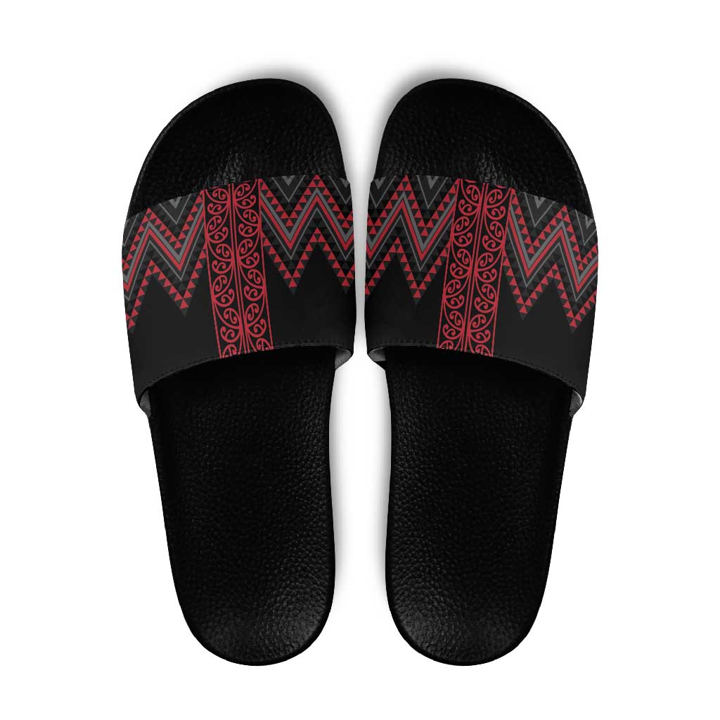Red Aotearoa Mangopare Kowhaiwhai Niho Taniwha Slide Sandals Maori New Zealand - Aussie Hoodie