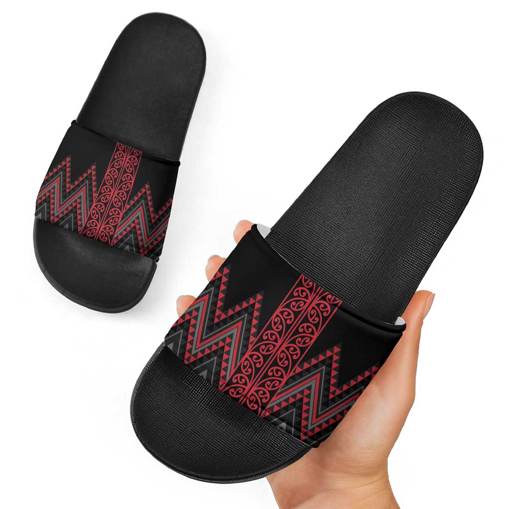 Red Aotearoa Mangopare Kowhaiwhai Niho Taniwha Slide Sandals Maori New Zealand - Aussie Hoodie