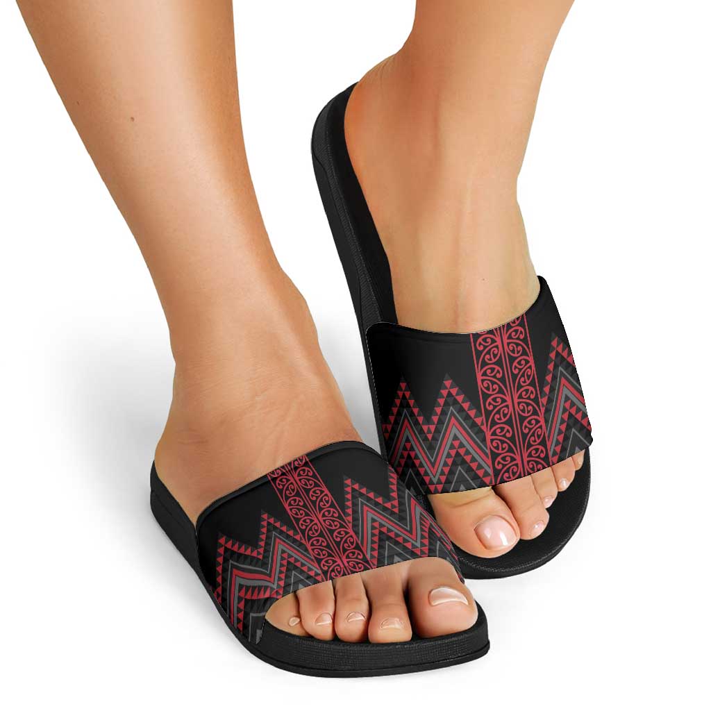 Red Aotearoa Mangopare Kowhaiwhai Niho Taniwha Slide Sandals Maori New Zealand - Aussie Hoodie