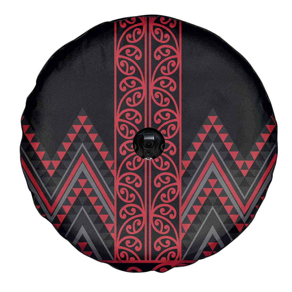 Red Aotearoa Mangopare Kowhaiwhai and Niho Taniwha Spare Tire Cover Maori New Zealand
