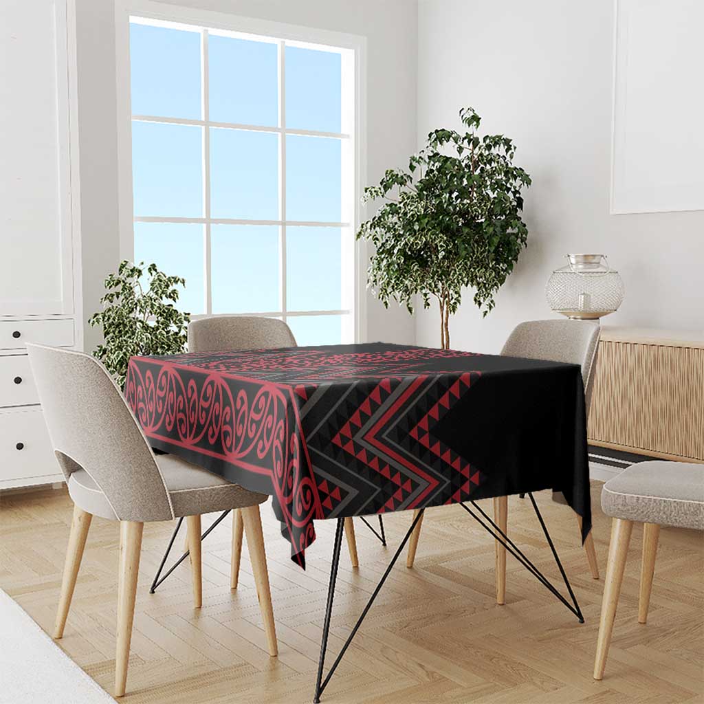 Red Aotearoa Mangopare Kowhaiwhai and Niho Taniwha Tablecloth Maori New Zealand