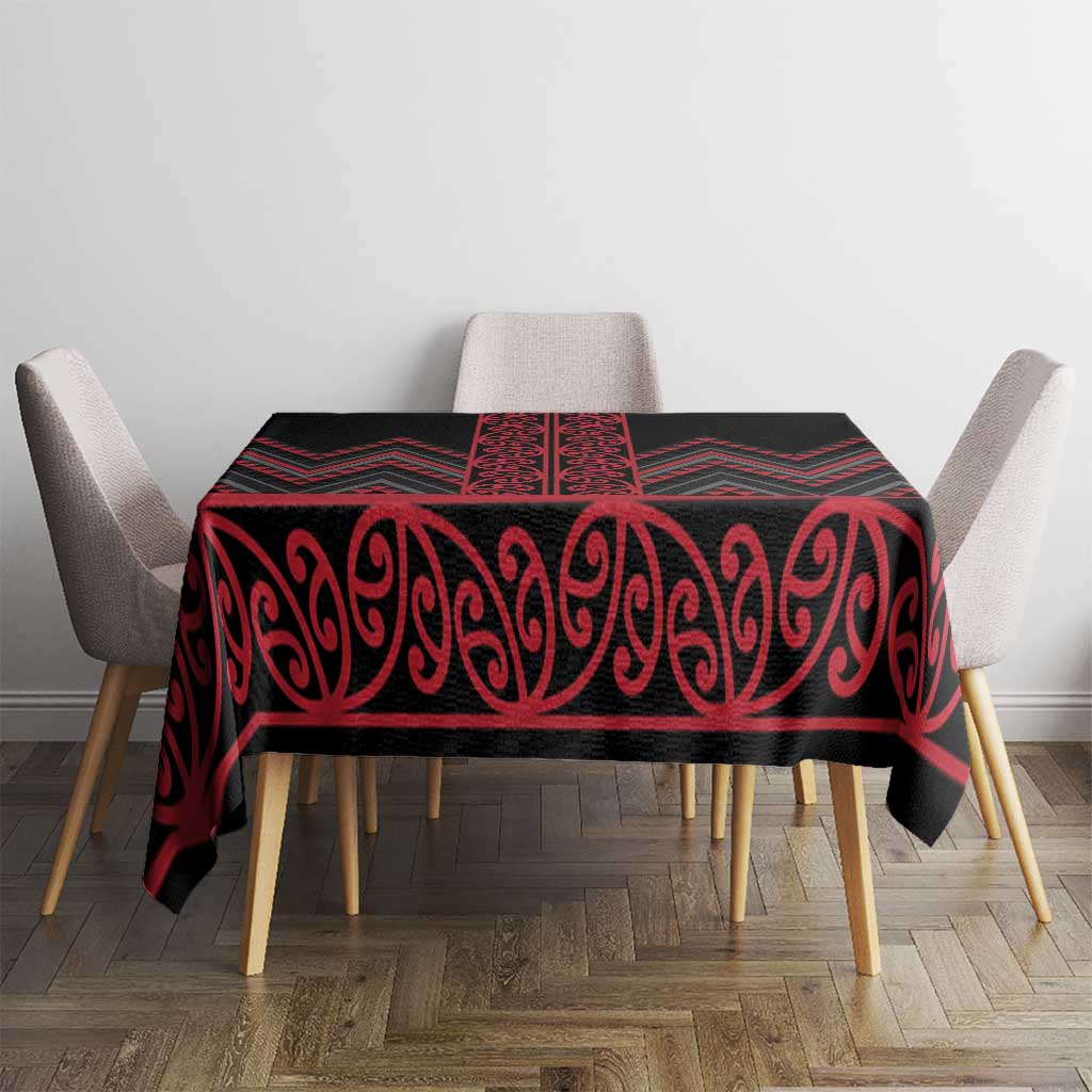 Red Aotearoa Mangopare Kowhaiwhai and Niho Taniwha Tablecloth Maori New Zealand