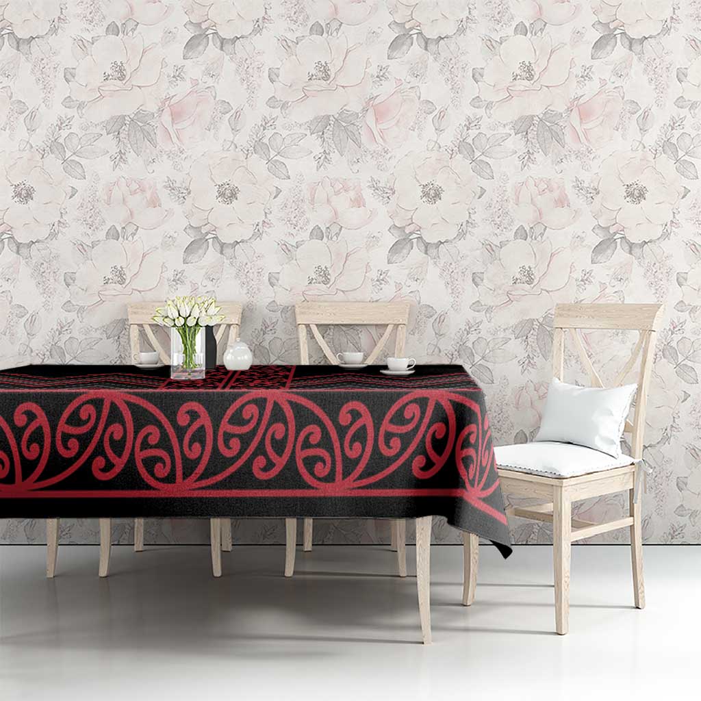 Red Aotearoa Mangopare Kowhaiwhai and Niho Taniwha Tablecloth Maori New Zealand
