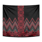 Red Aotearoa Mangopare Kowhaiwhai and Niho Taniwha Tapestry Maori New Zealand