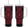 Red Aotearoa Mangopare Kowhaiwhai and Niho Taniwha Tumbler With Handle Maori New Zealand