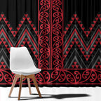 Red Aotearoa Mangopare Kowhaiwhai and Niho Taniwha Window Curtain Maori New Zealand