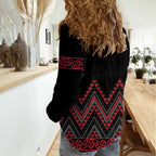 Red Aotearoa Mangopare Kowhaiwhai and Niho Taniwha Women Casual Shirt Maori New Zealand