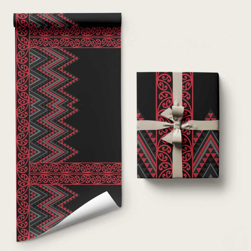 Red Aotearoa Mangopare Kowhaiwhai and Niho Taniwha Wrapping Paper Maori New Zealand - Aussie Hoodie