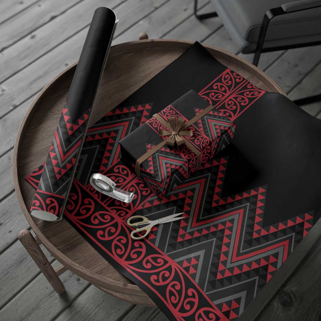 Red Aotearoa Mangopare Kowhaiwhai and Niho Taniwha Wrapping Paper Maori New Zealand - Aussie Hoodie